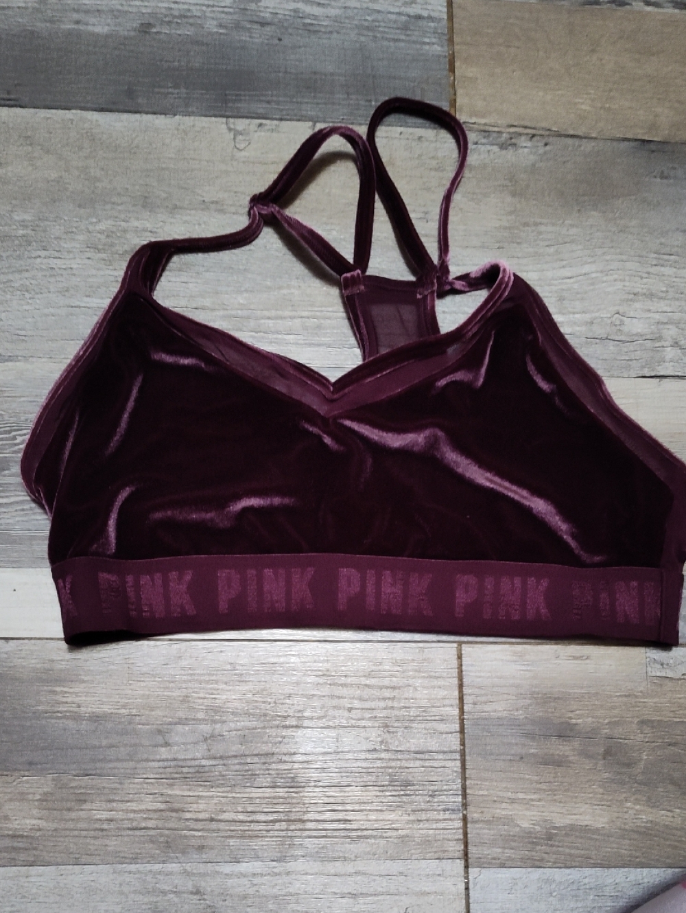 5/$25 SALE PINK Victoria's Secret Sport Size Large Velvet Bralette in Plum